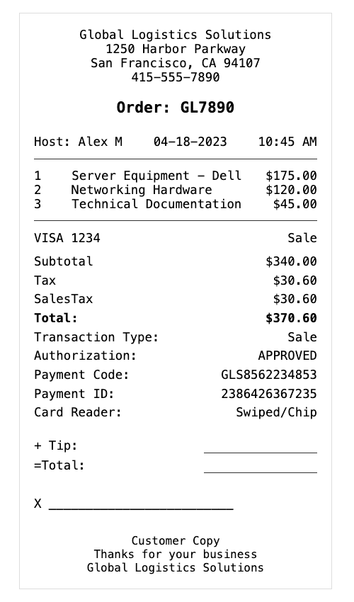 Receipt Processing